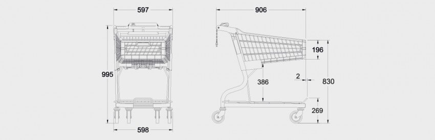 Schematic drawing for 90 Litre Hybrid Garden Centre Trolley