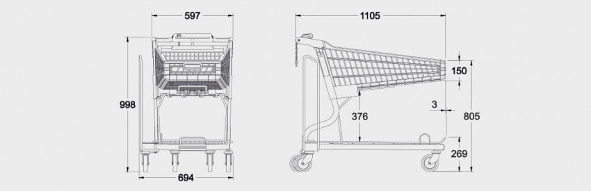 Schematic drawing for 110 Litre DIY Hybrid Trolley