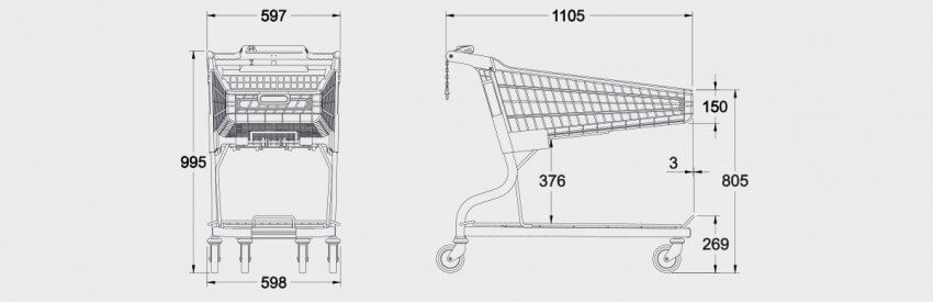 Schematic drawing for 110 Litre Garden Centre Hybrid Trolley