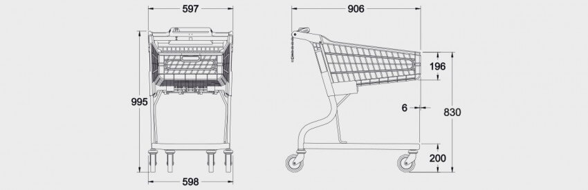 Schematic drawing for 90 Litre Standard Hybrid Trolley