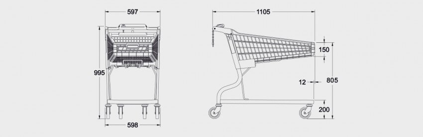 Schematic drawing for 110 Litre Standard Hybrid Trolley