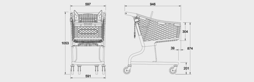 Schematic drawing for 130 Litre Standard Hybrid Trolley