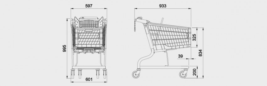 Schematic drawing for 140 Litre Standard Hybrid Trolley