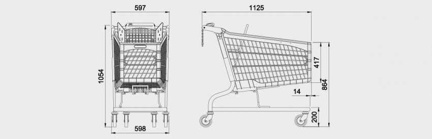 Schematic drawing for 220 Litre Hybrid Trolley