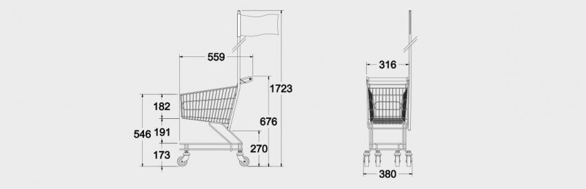 Schematic drawing for Children's Trolley With Flag