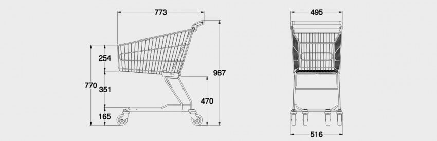 Schematic drawing for 80 Litre Small Trolley