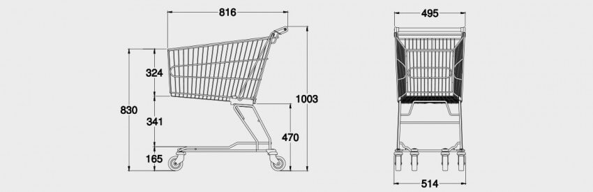 Schematic drawing for 100 Litre Small Trolley