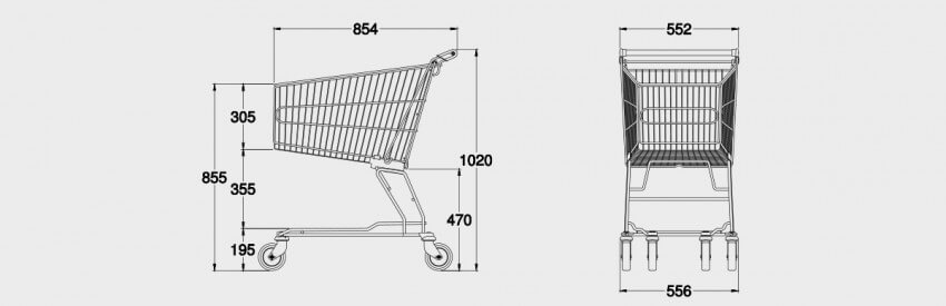 Schematic drawing for 120 Litre Medium Trolley